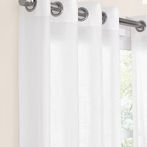 Fieldcrest Arden Solid Cotton Sheer Grommet Top Single Curtain Panel-white - Picture 4 of 4